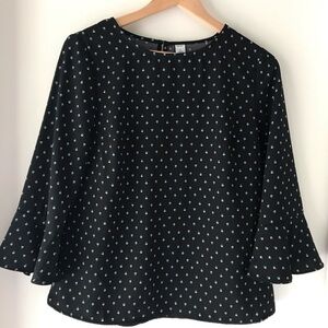 Old Navy Black Patterned Bell Sleeves Top